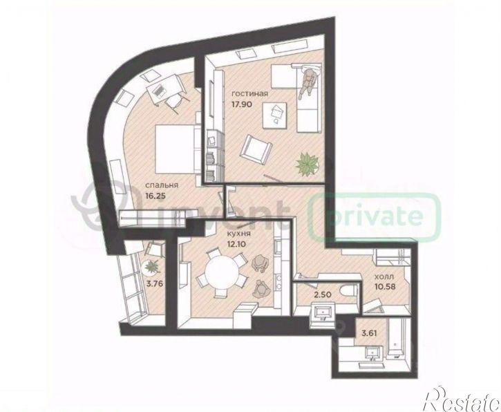 2-комн квартира ул Гайдара, 90,  д. 90