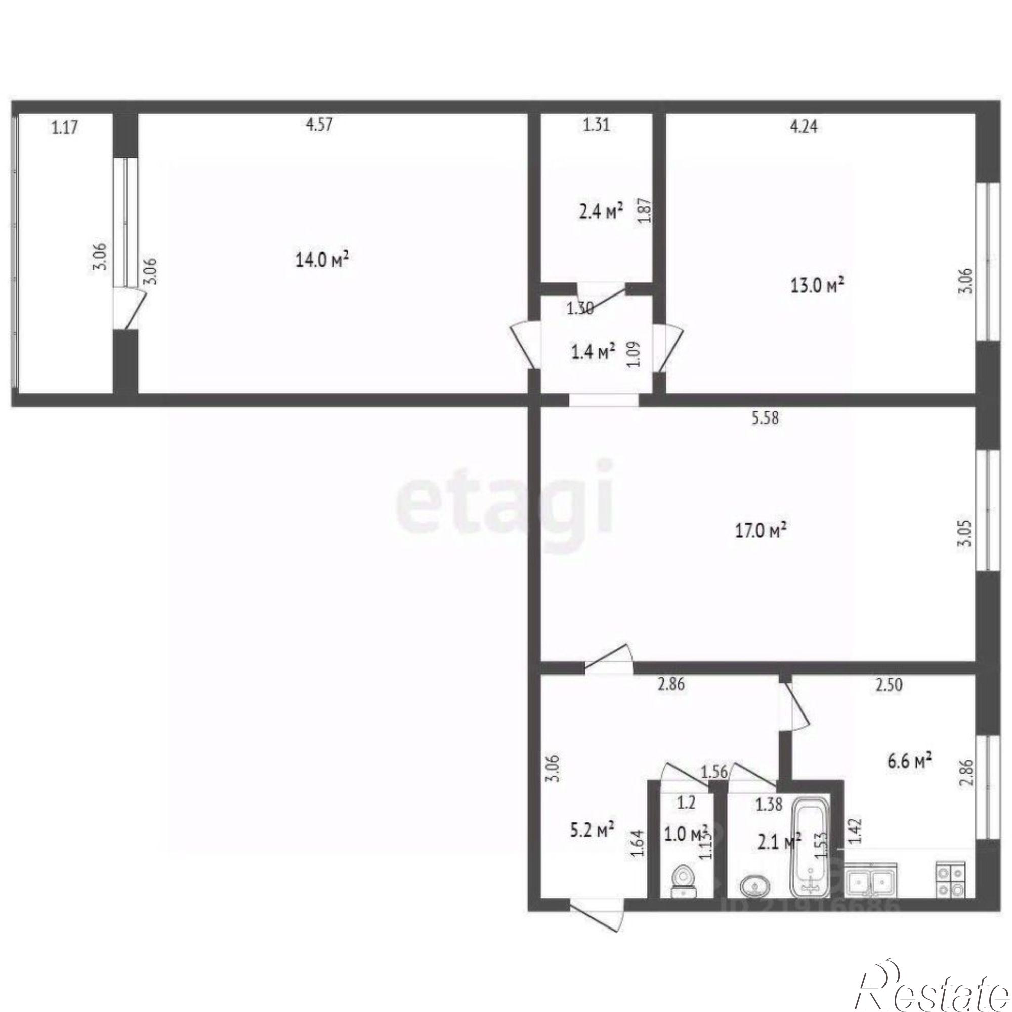 Купить квартиру за 4 999 000 рублей на Батальная улица, 77