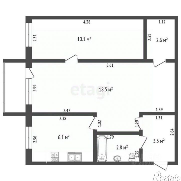 2-комн квартира