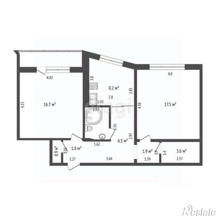 2-комн квартира Алданская улица, 15,  д. 15