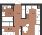 1-комн, 37 кв м, этаж 8/9 улица Александра Невского, 7Б