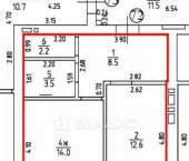 1-комн, 43кв м, этаж 4/10 Борисовский бульвар, 17 к1