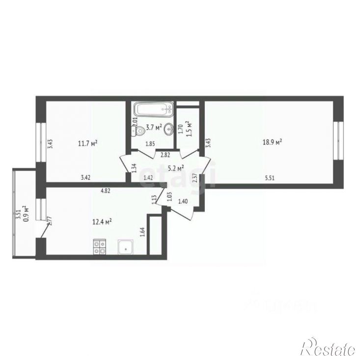 2-комн квартира ул Пригородная, 13 2,  д. 13 2,  к. 2