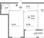 2-комн, 72 кв м, этаж 3/7 ул Портовая, 2