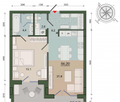 1-комн, 54 кв м, этаж 6/14 ул Молодой гвардии, 34