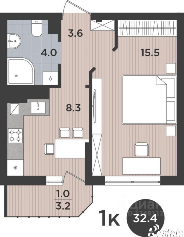 1-комн квартира в новом доме Тихорецкая улица, 16Ак3