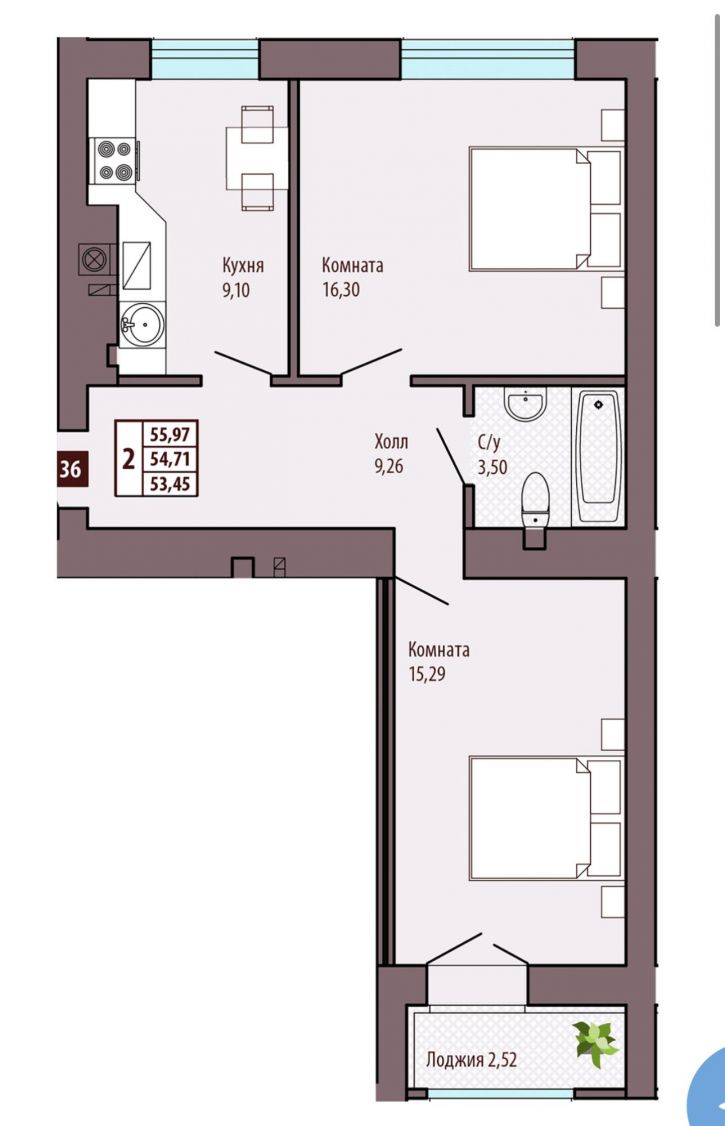 2-комн квартира в новом доме Иркутская улица, д.6