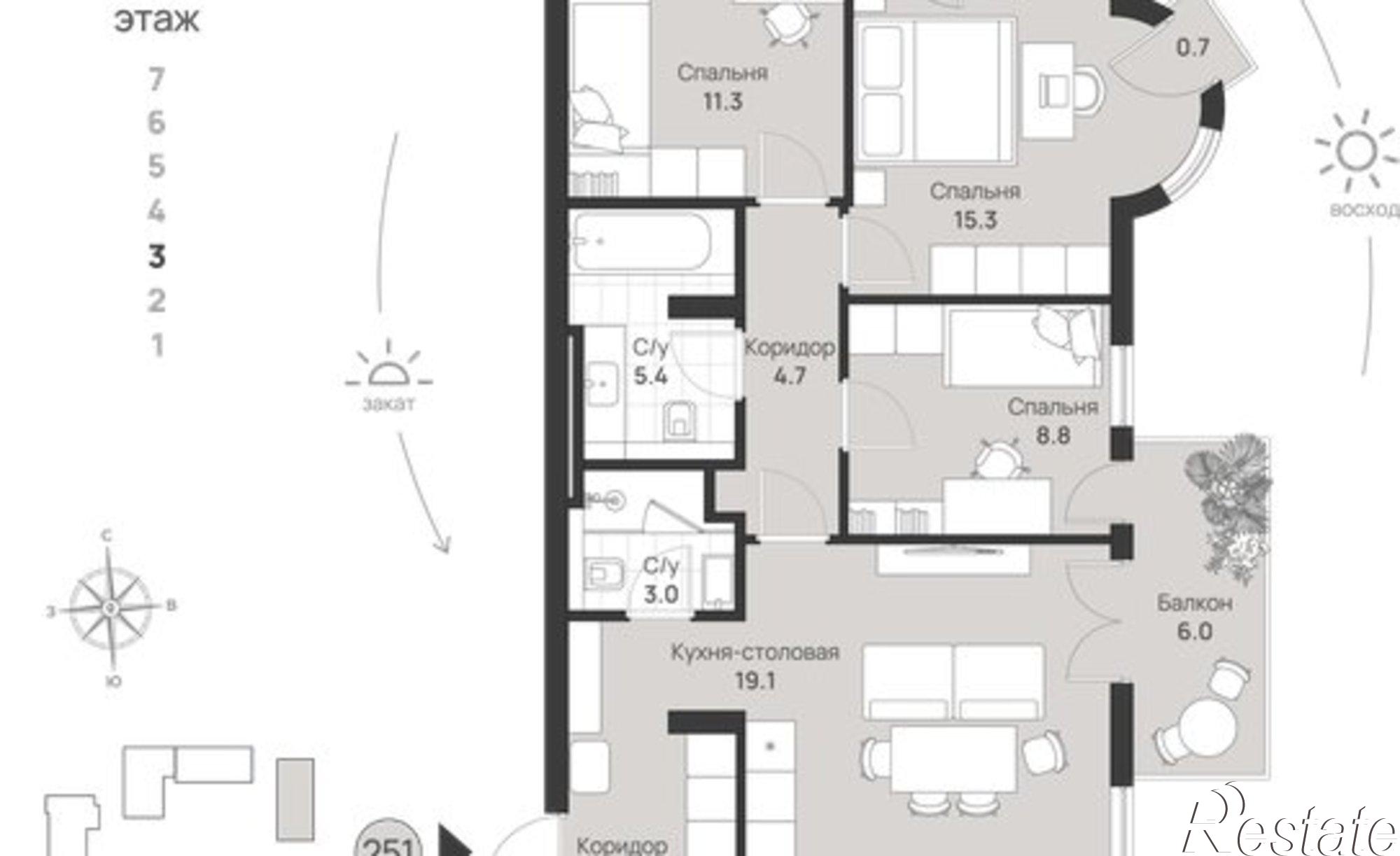 Купить квартиру за 21 231 500 рублей на пр-кт Калинина, 113