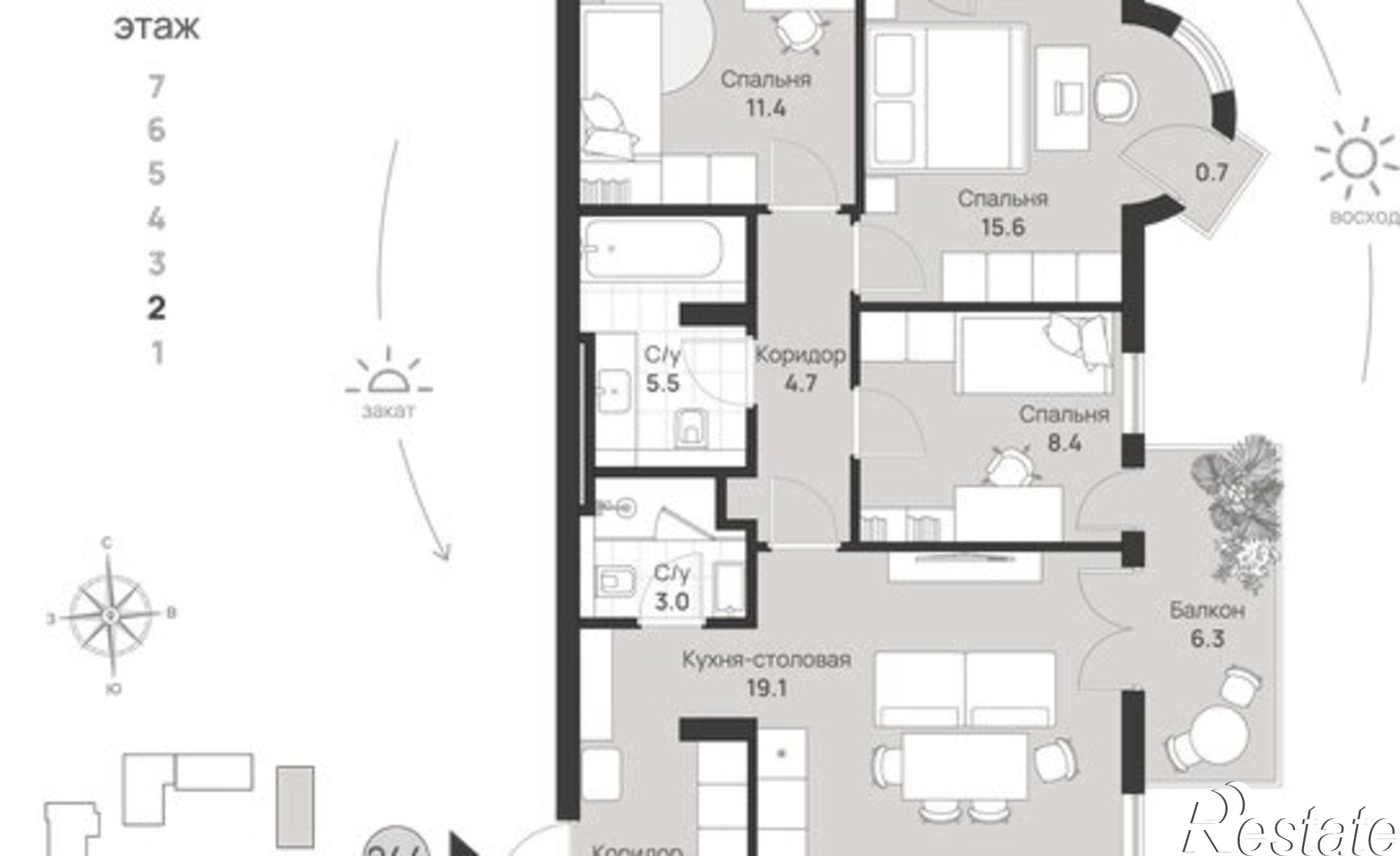 Купить квартиру за 20 682 500 рублей на пр-кт Калинина, 113