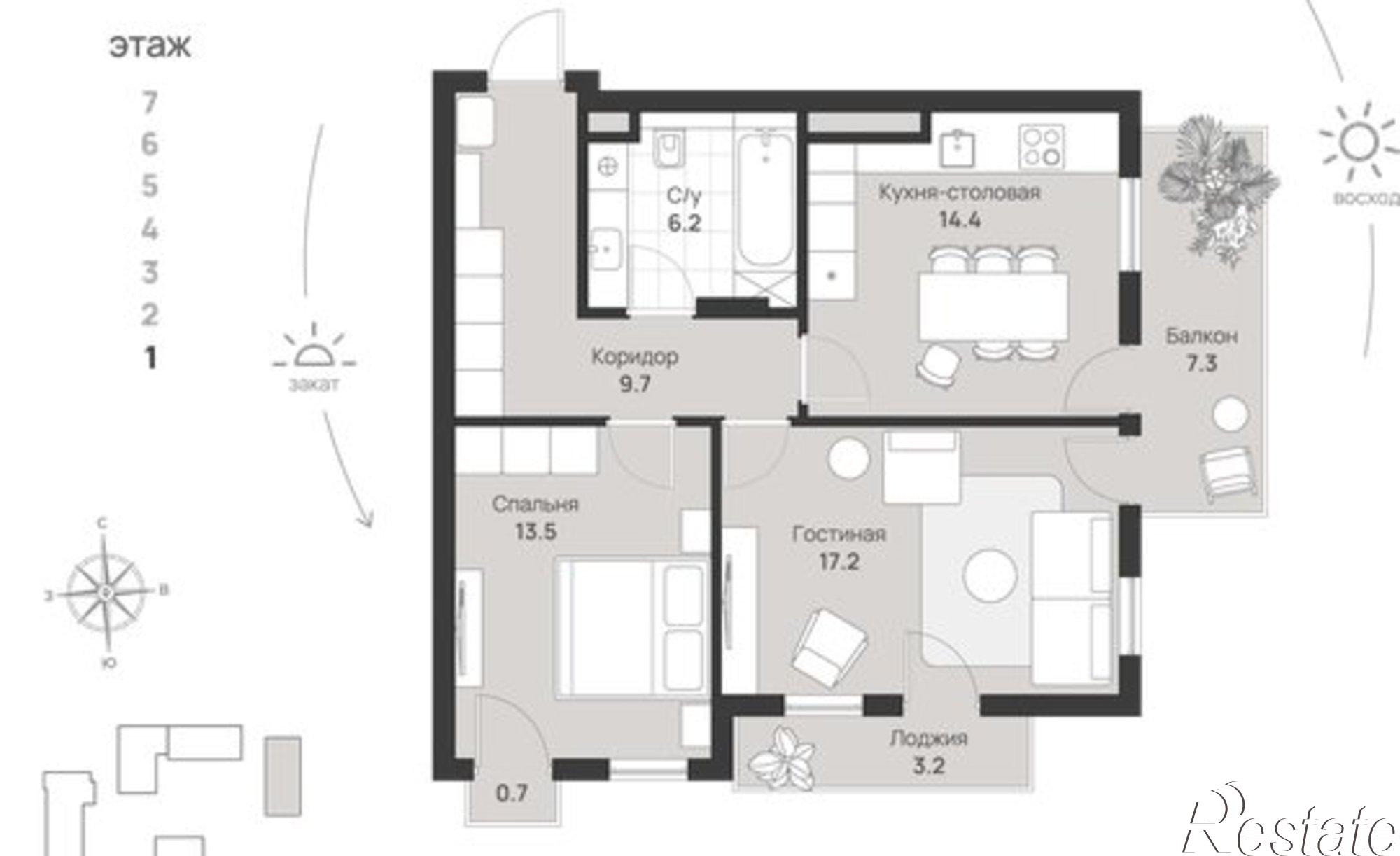 Купить квартиру за 17 386 500 рублей на пр-кт Калинина, 113