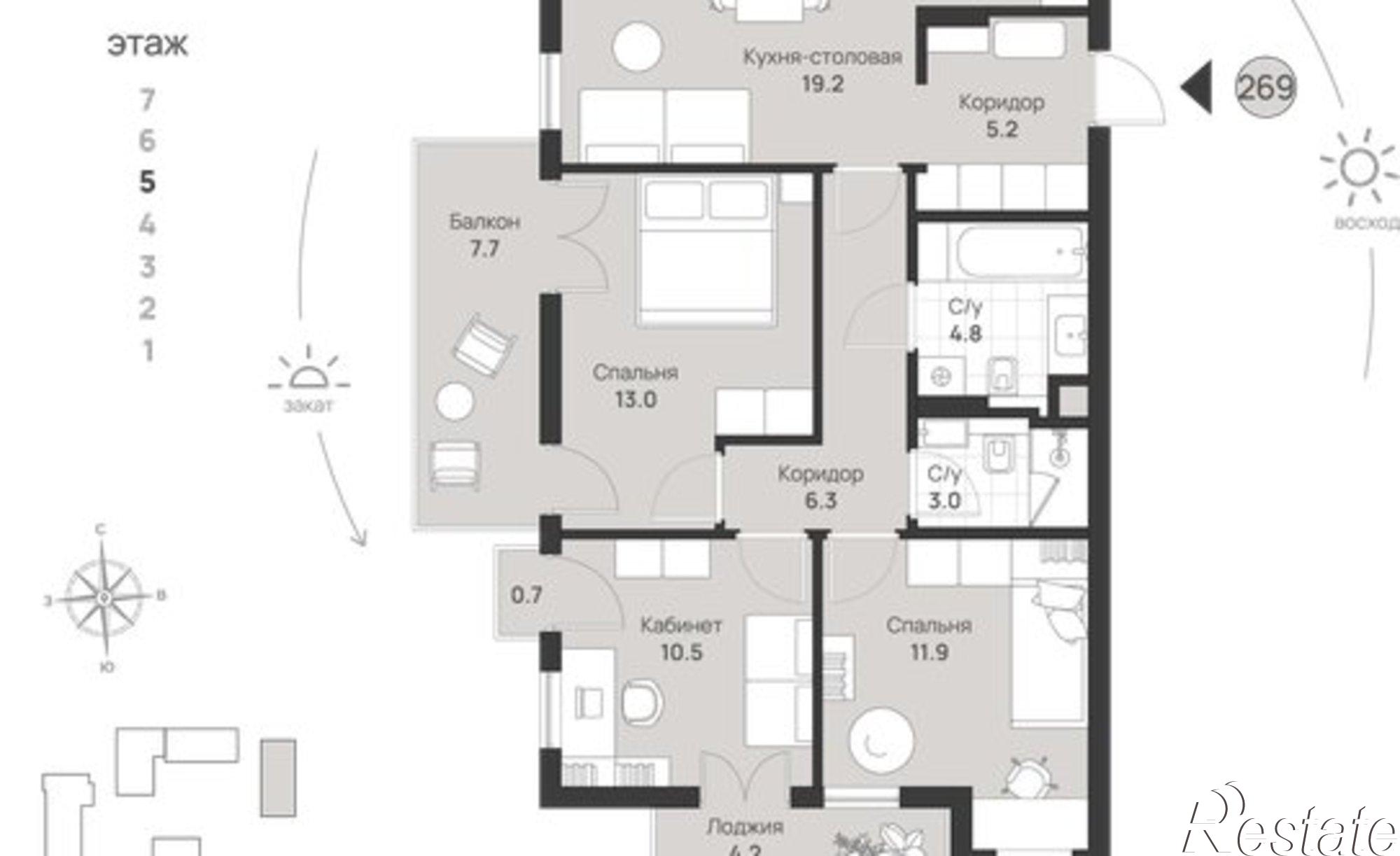 Купить квартиру за 22 419 500 рублей на пр-кт Калинина, 113