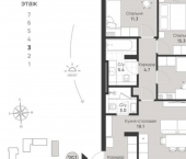 3-комн, 86кв м, этаж 3/7 пр-кт Калинина, 113