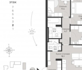 3-комн, 86кв м, этаж 2/7 пр-кт Калинина, 113