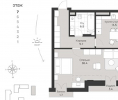 2-комн, 69кв м, этаж 7/7 пр-кт Калинина, 113