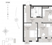 2-комн, 73кв м, этаж 3/7 пр-кт Калинина, 113
