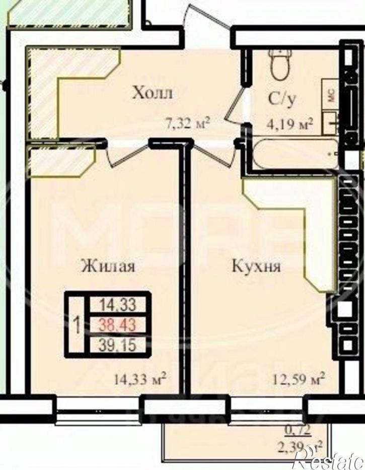 1-комн квартира в новом доме