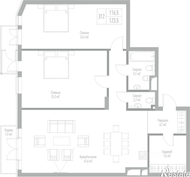 2-комн квартира в новом доме Октябрьская улица, 12,  д. 12