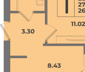 1-комн, 28 кв м, этаж 1/8 Коммунистическая улица, 24