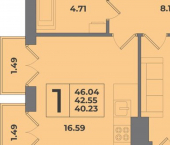 1-комн, 46 кв м, этаж 8/8 Коммунистическая улица, 24
