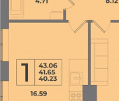 1-комн, 43 кв м, этаж 2/8 Коммунистическая улица, 24