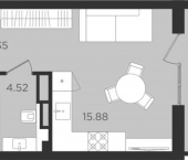 1-комн, 27кв м, этаж 5/9 ул Старшины Дадаева, 55