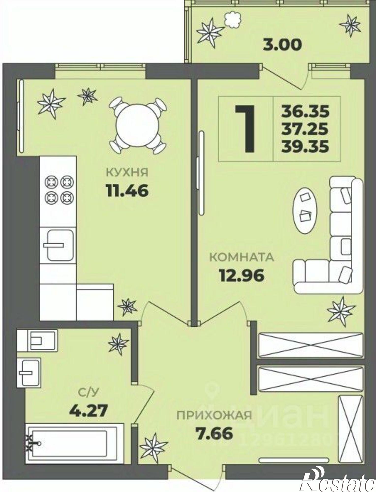 Купить квартиру за 4 693 500 рублей на ул Генерала Толстикова, 36 2