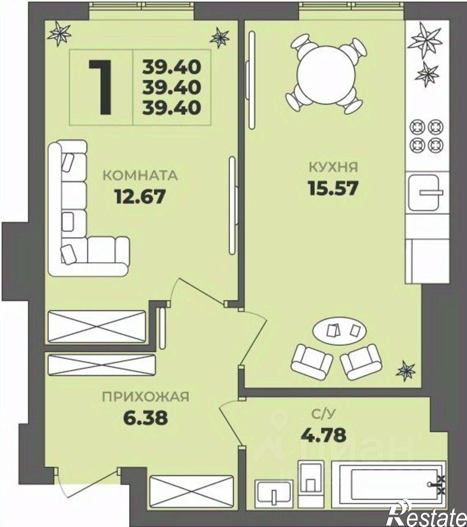 Купить квартиру за 4 688 600 рублей на Интернациональная улица, 18