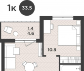 1-комн, 33 кв м, этаж 3/9 Тихорецкая улица