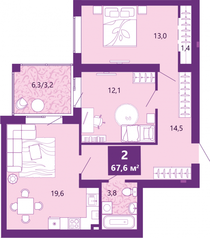 2-комн квартира в новом доме Ключевая улица, 27в