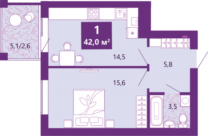 1-комн квартира в новом доме Ключевая улица, 27в
