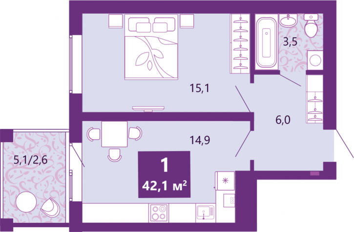 1-комн квартира в новом доме Ключевая улица, 27в