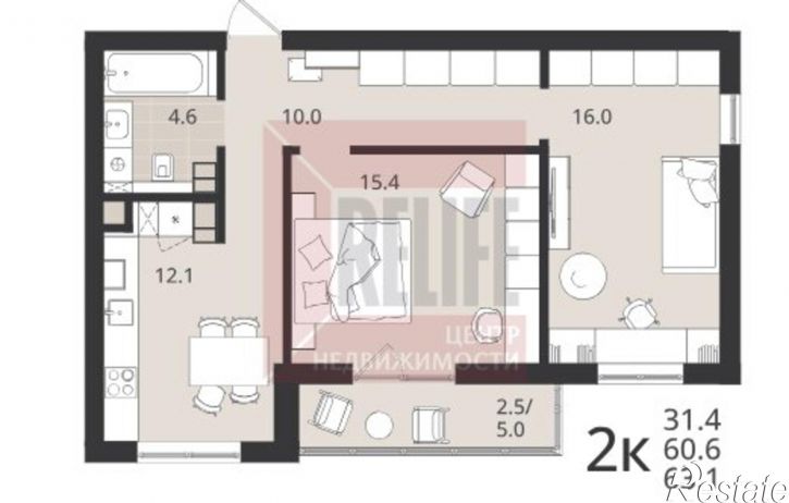 2-комн квартира в новом доме улица Александра Невского, 7Б,  д. 7Б