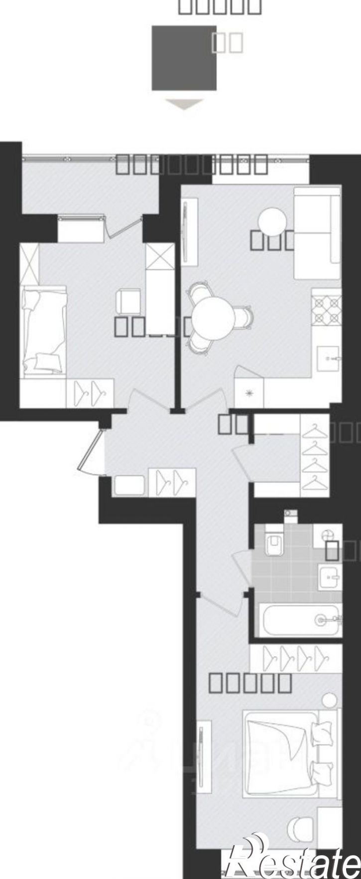 2-комн квартира в новом доме улица Поленова, 6 к2,  д. 6 к2