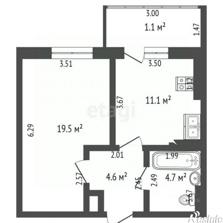 1-комн квартира ул Космонавта Леонова, 55 2,  д. 55 2,  к. 2