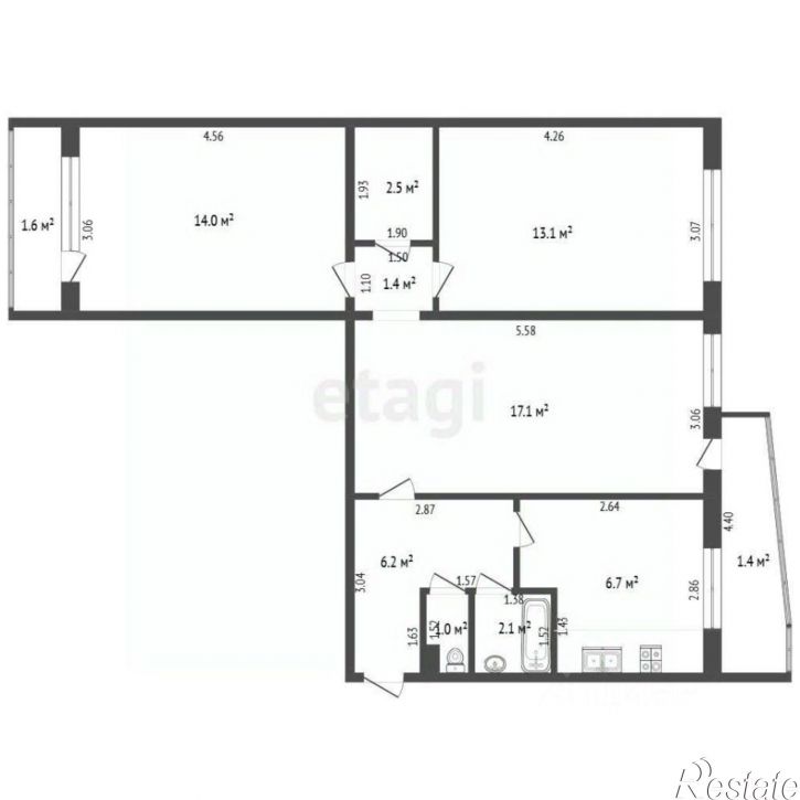 3-комн квартира улица 9-го Апреля, 12,  д. 12