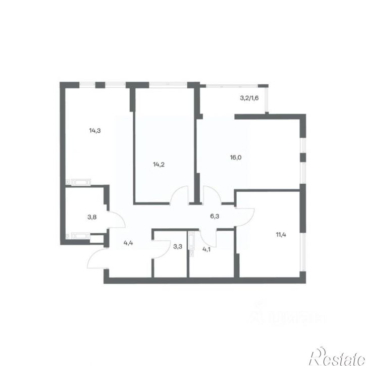 3-комн квартира в новом доме ул Ю.Гагарина, 30,  д. 30