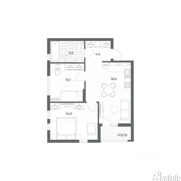 2-комн квартира в новом доме ул Ю.Гагарина, 30,  д. 30