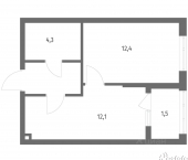 1-комн, 34 кв м, этаж 8/8 ул Псковская, 25
