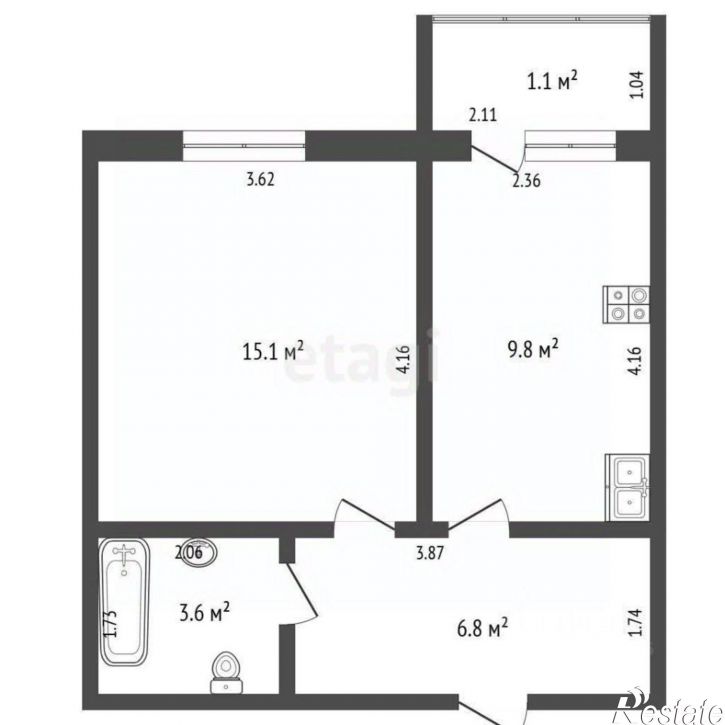 1-комн квартира Беговая улица, 1В,  д. 1В
