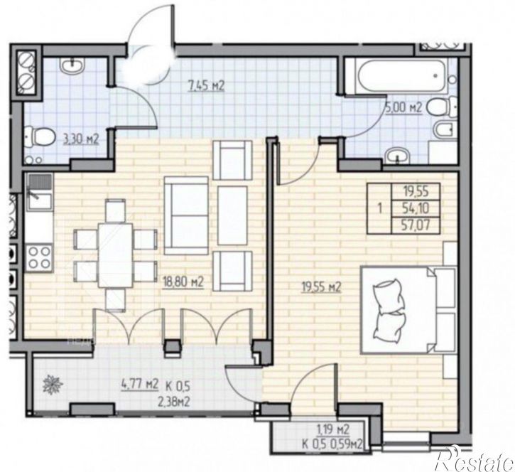 2-комн квартира пр-кт Калинина, 111,  д. 111
