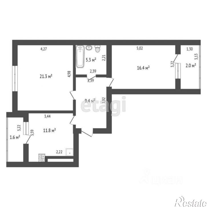 2-комн квартира ул Брусничная, 3,  д. 3