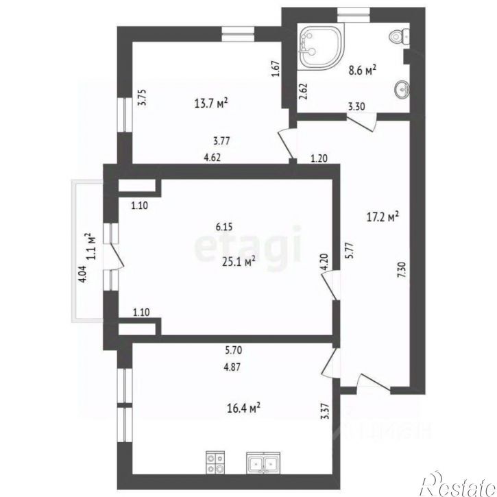 2-комн квартира ул Комсомольская, 95,  д. 95