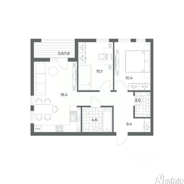 2-комн квартира в новом доме ул Ю.Гагарина, 30,  д. 30