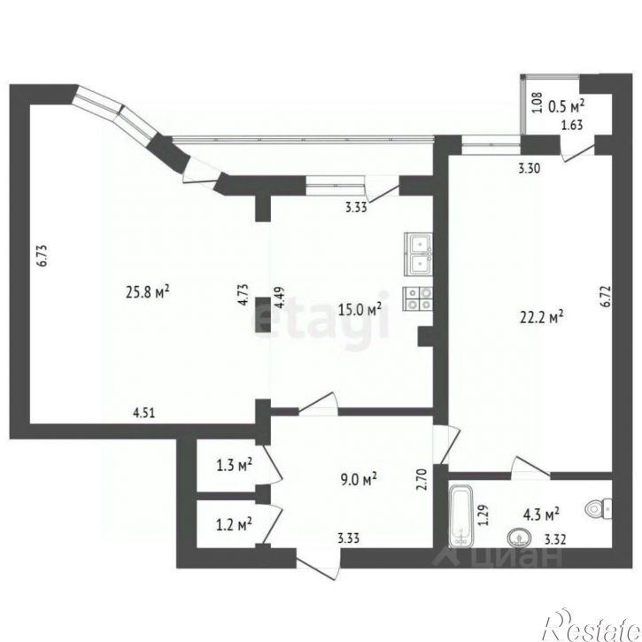 2-комн квартира улица Дмитрия Донского, 15,  д. 15