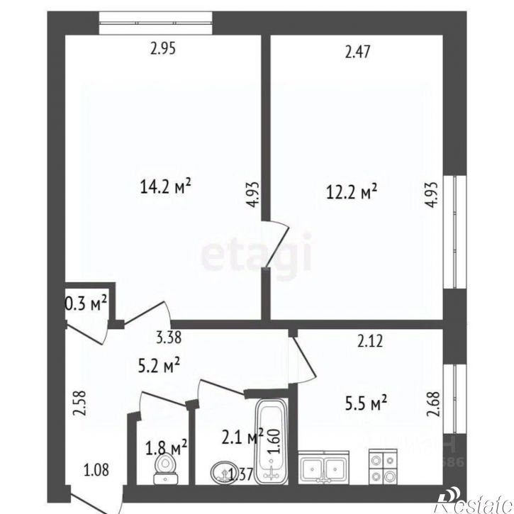2-комн квартира ул Багратиона, 134,  д. 134
