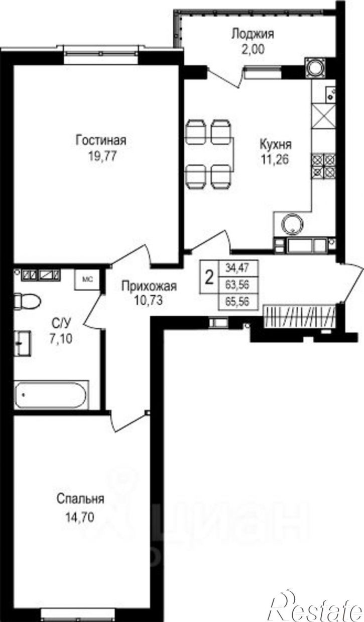 2-комн квартира в новом доме ул 3-го Белорусского фронта, 8,  д. 8