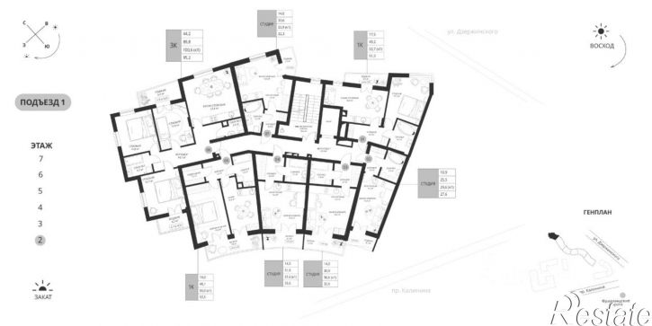 1-комн квартира в новом доме проспект Калинина, 117,  д. 117
