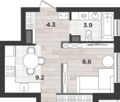 2-комн, 38 кв м, этаж 2/14 ул Миргородская, 2