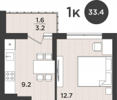 1-комн, 33 кв м, этаж 6/9 Тихорецкая улица