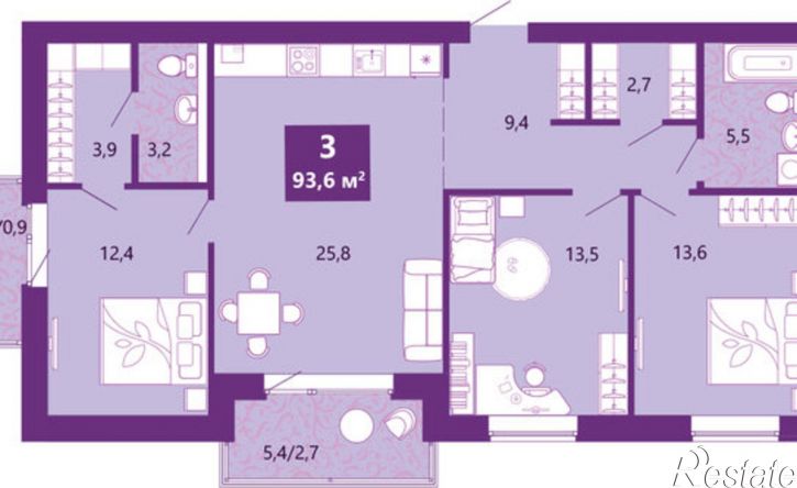 3-комн квартира Ключевая улица, 1 к6,  д. 1 к6